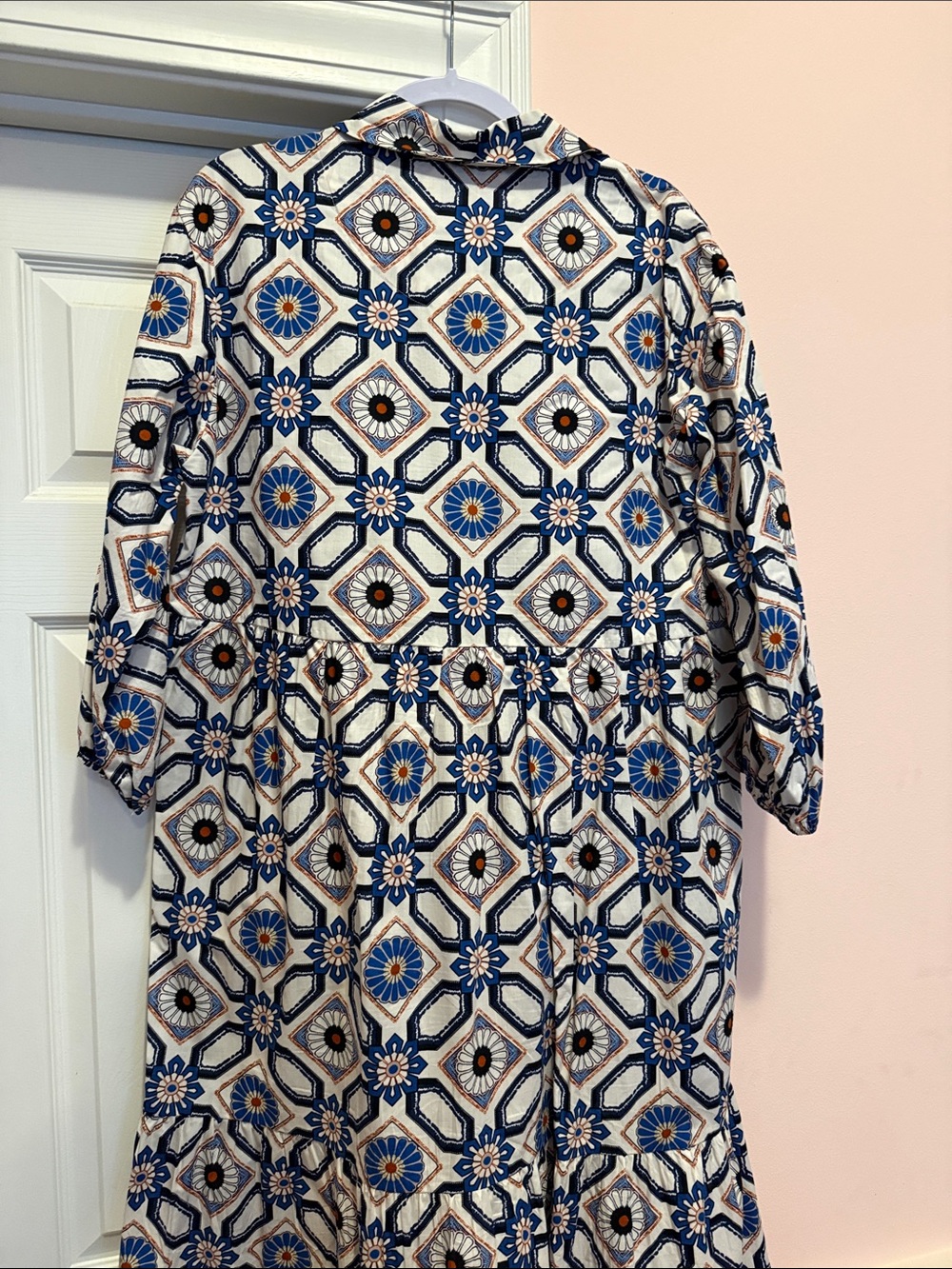 Maeve Bettina Blue and White Geometric Floral Midi Dress - Picture 3 of 3